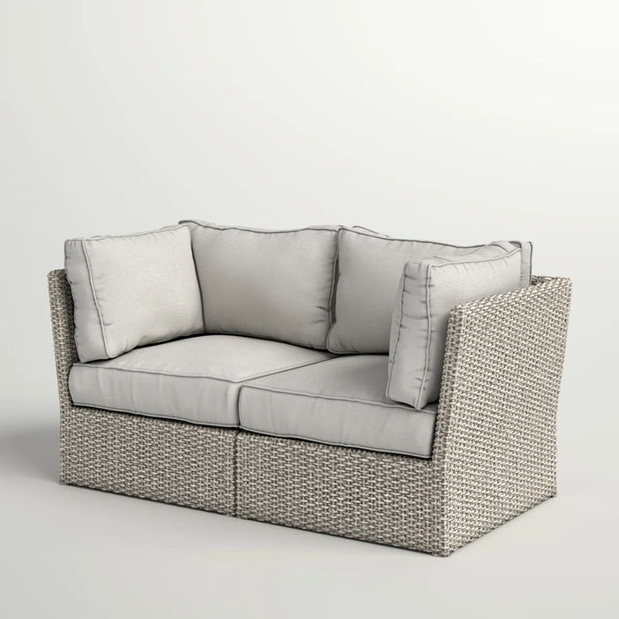 Modern Patio Wicker Loveseat With Cushions