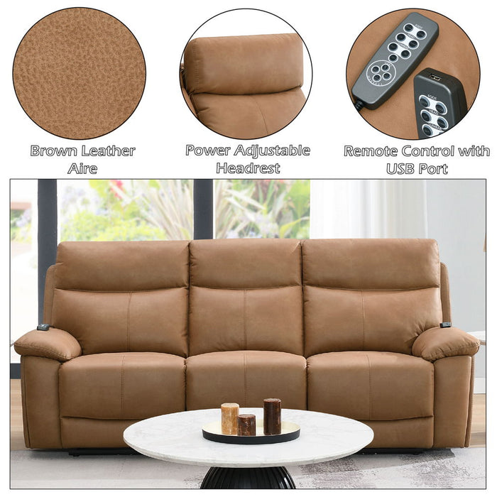 Chavis - Power Motion Sofa With USB & Power Headrest - Brown
