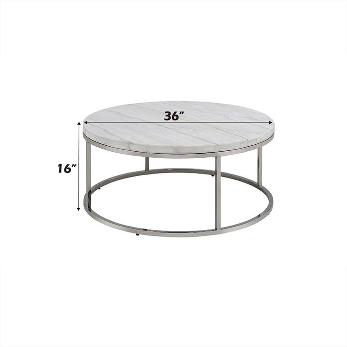 Zaidee - Coffee Table With Marble - Marble Top & Nickel