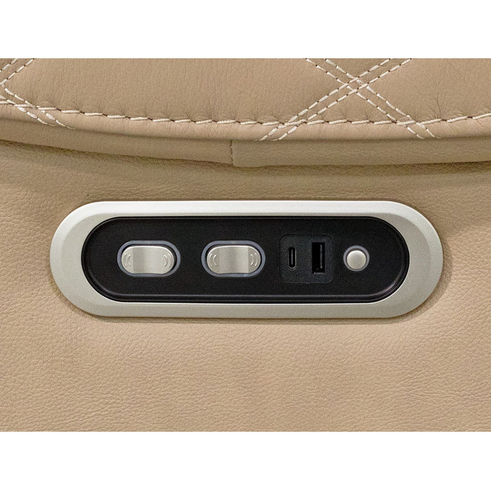 Power Reclining Sofa With USB Ports, Drop Down Table & Adjustable Headrest - Toffee