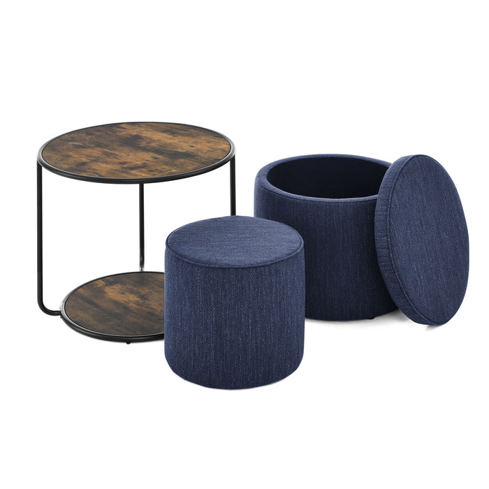 Multi Functional Ottoman And Table Set With Drum Stool