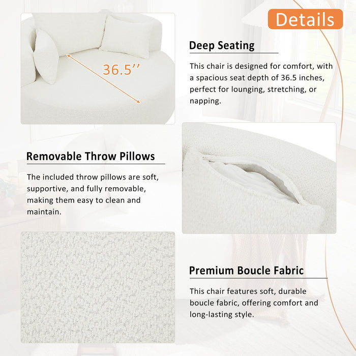 360° Swivel Chair Accent Barrel Chair With Removable Pillows