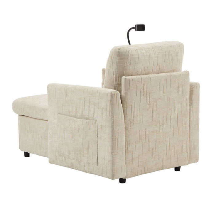 Multifunctional Chenille Recliner Sofa With Storage And Phone Bracket