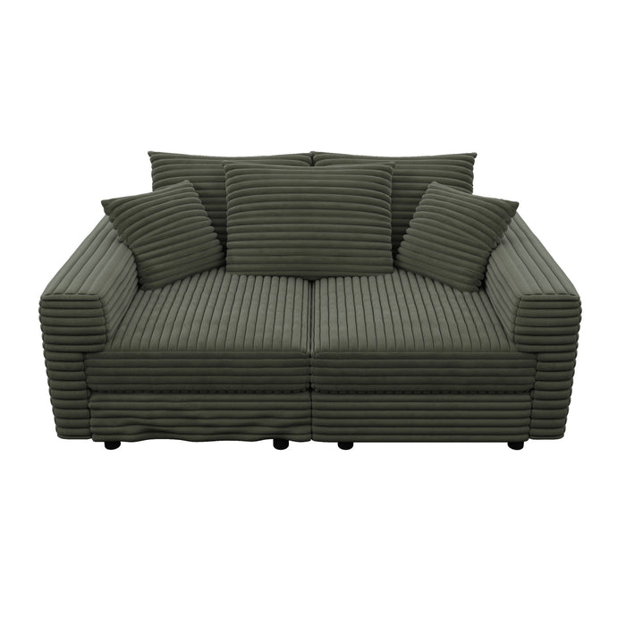 Plush Corduroy 4 Seat Sofa, Modern Comfy Upholstered Sofa Cloud Couch, Deep Seat Couches With Soft Pillows