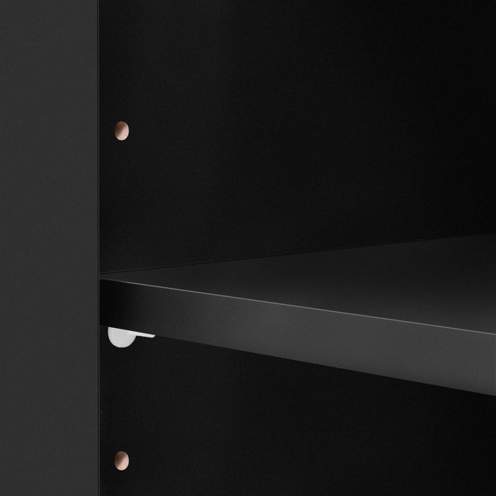 Wall Unit Entertainment Center With Bookshelves For TVs Up To 80", Tempered Glass Doors And Adjustable Shelves