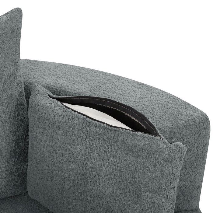 360° Swivel Accent Barrel Chair With 3 Removable Pillows For Living Room