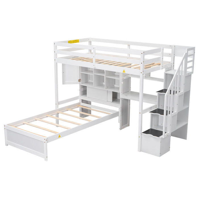 Loft Bed With Built In Desk And Staircase