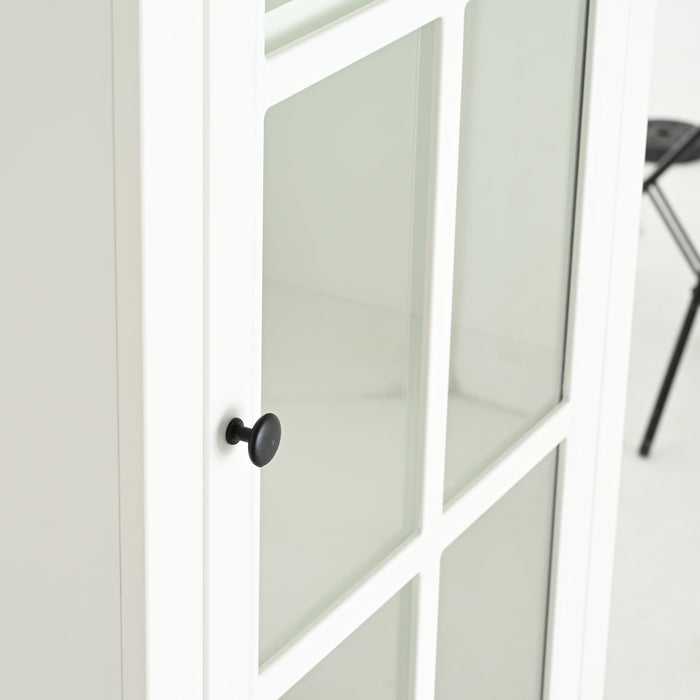 Retro Style Hutch Cabinet With Glass Door, China Cabinet For Home