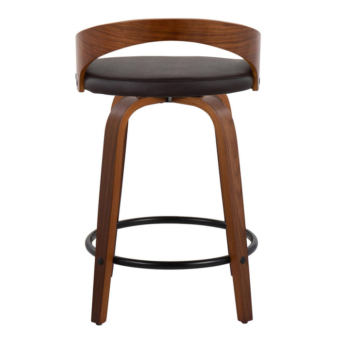 Grotto - Mid-Century Modern Fixed Height Counter Stool & Swivel With Round Footrest (Set of 2)