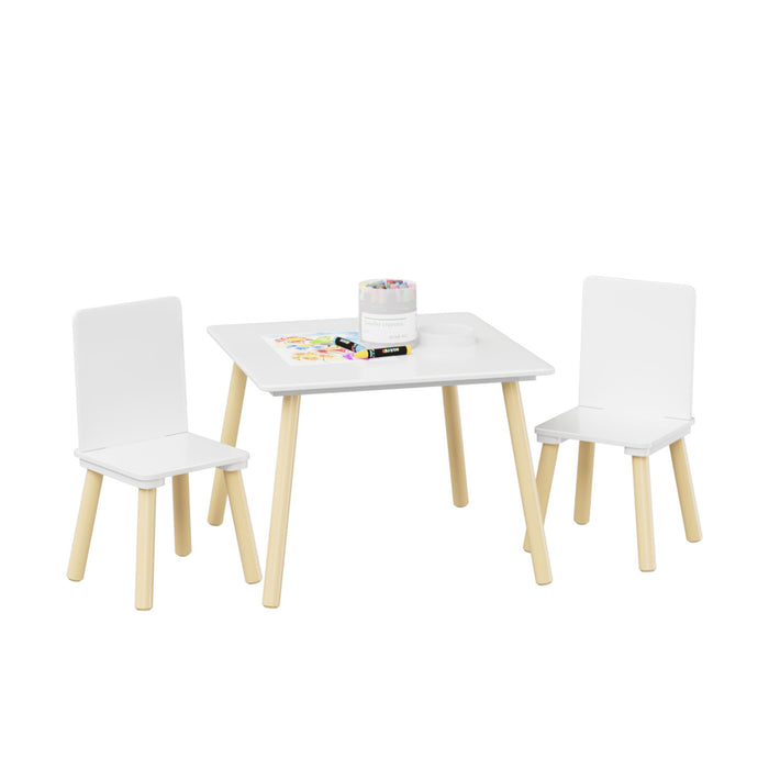 Kids Table And 2 Chairs Set, 3 Piece Toddler Activity Play - White