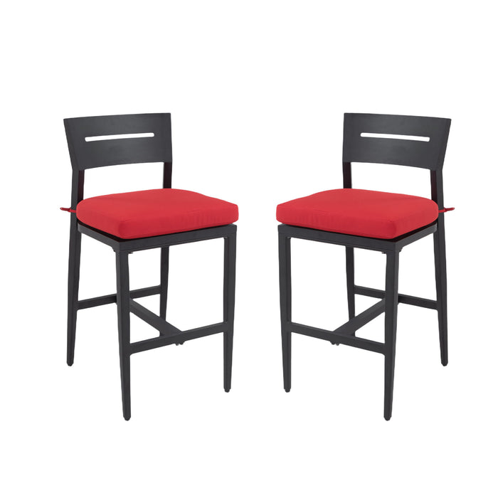 Modern Outdoor Bar Stools With Backrest And Footrest (Set of 2)