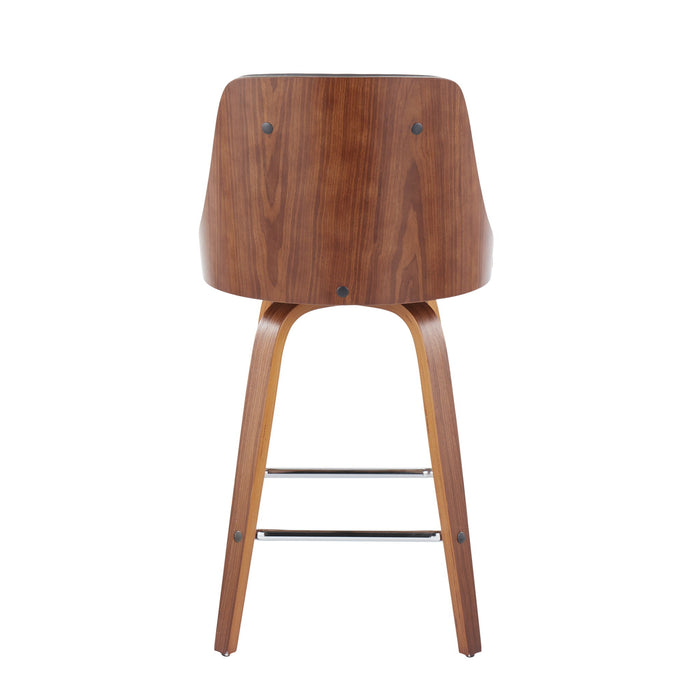 Gianna - Mid Century Modern Fixed Height Counter Stool With Swivel With Square Footrest (Set of 2)