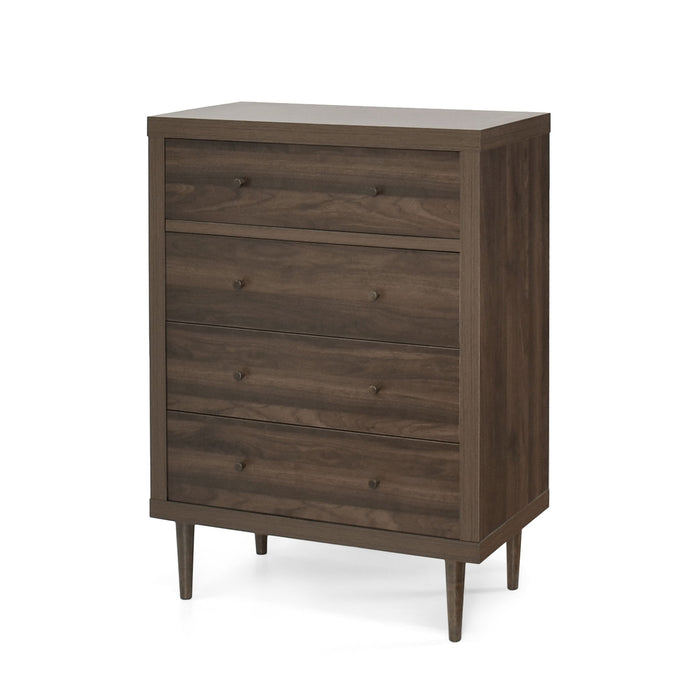 Farhart - Mid Century Modern 4 Drawer Dresser - Walnut