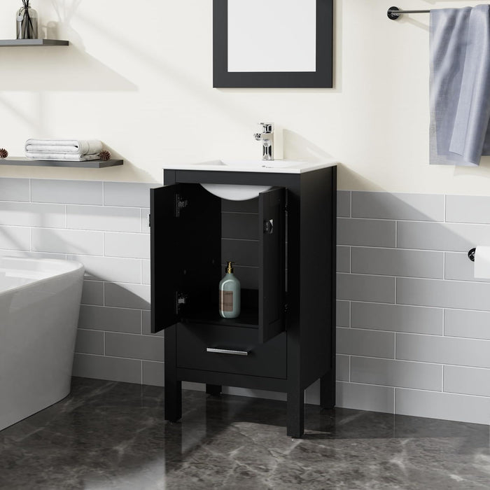 Goodyo - Bathroom Vanity Sink Combo (Cabinet With Water-Grain Top) - Black