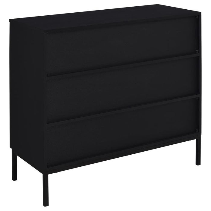 Jess - 2-Door Arched Fluted Glass Accent Cabinet - Black