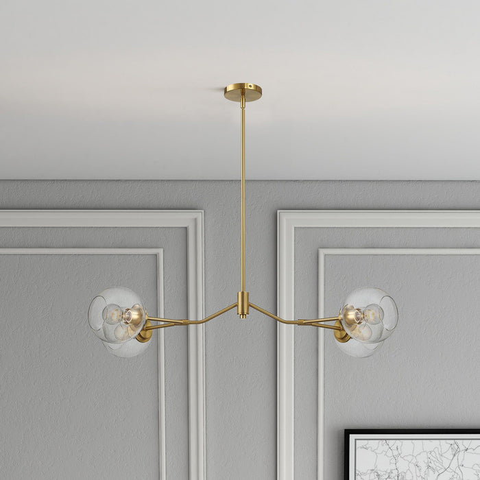 Jewel - 4 Lights Modern Farmhouse Chandelier Ceiling Hanging Light Fixture - Clear / Gold