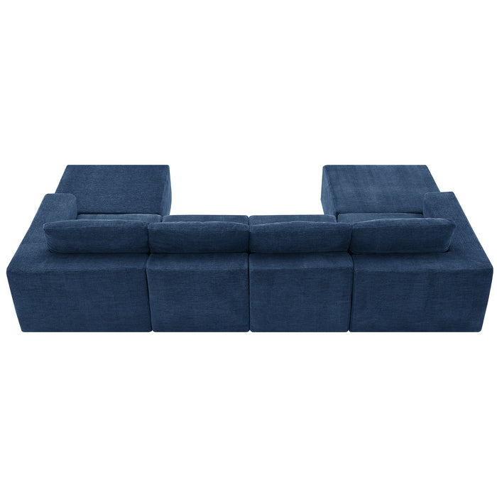 Modular U Shaped Sectional With Ottomans, Luxury Cloud Floor Couch With Deep Seat Fully Compressed Upholstered Sofa