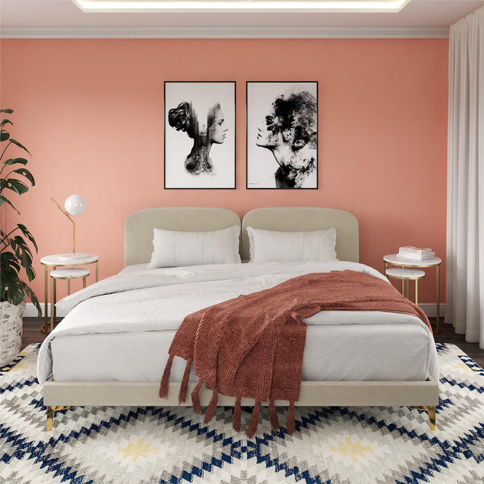 Coco - King Size Upholstered Bed - Ivory