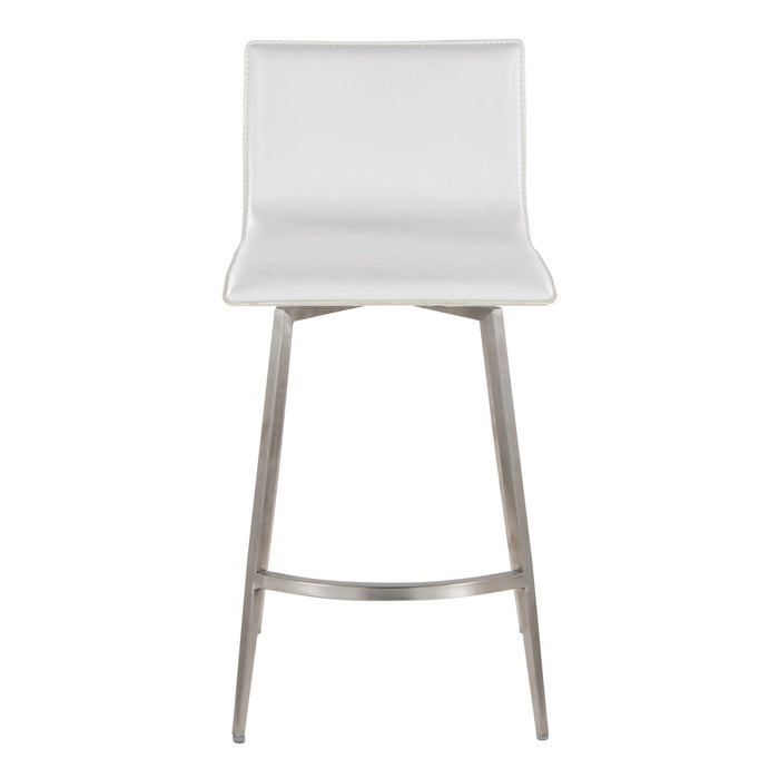 Mara - Upholstered Contemporary Fixed Height Counter Stool With Swivel (Set of 2) - White