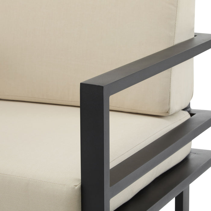 Modern 3 Piece Outdoor Patio Seating Set With Aluminum Frame And Weather Resistant Cushions - Beige / Gray