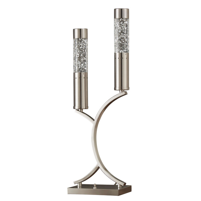 Luxurious Table Lamp Satin Nickel Finish Metal Sparkling Decorative Designer Home Decor Table Lamp 2 Water Dancing Lights