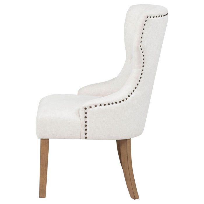 Baney Fabric Upholstered Dining Side Chair Beige and Rustic Honey