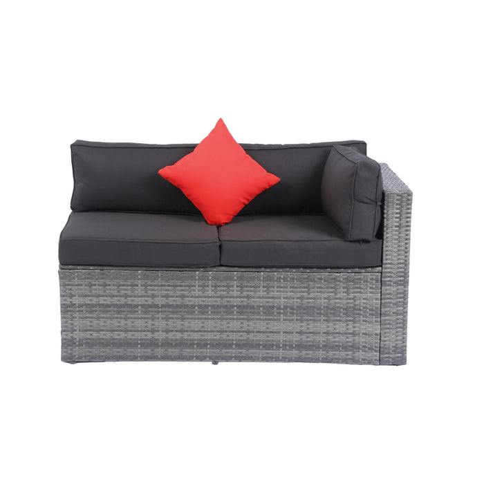 5 Pieces Rattan Sectional Outdoor Furniture Cushioned U Sof Set With 2 Pillow - Gray / Black