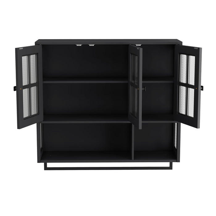 3 Door Wall Cabinet With Glass Door And Towel Bar