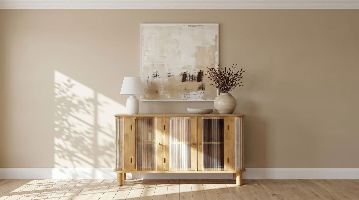 Ervine 3-Door Rope Panel Sideboard Accent Storage Cabinet Natural