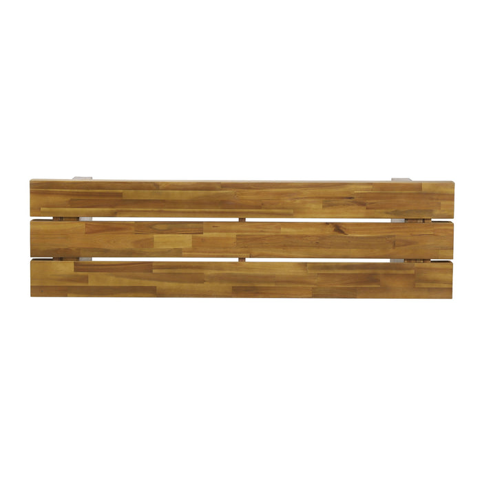 Nahanni - Rustic Acacia Wood Bench With Slat Design - Natural