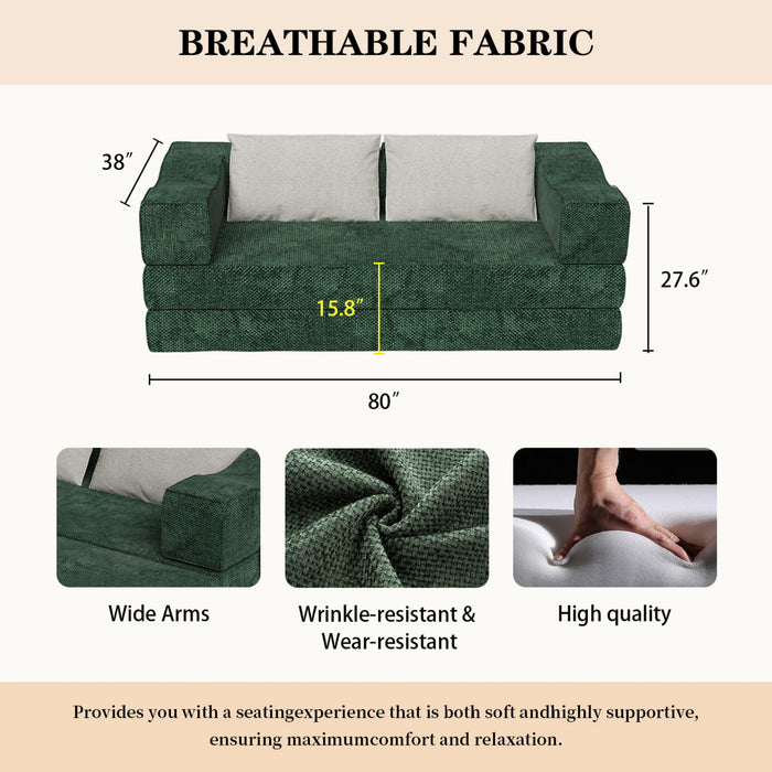 3 Seat Folding Floor Couch & King Size Bed Mattress