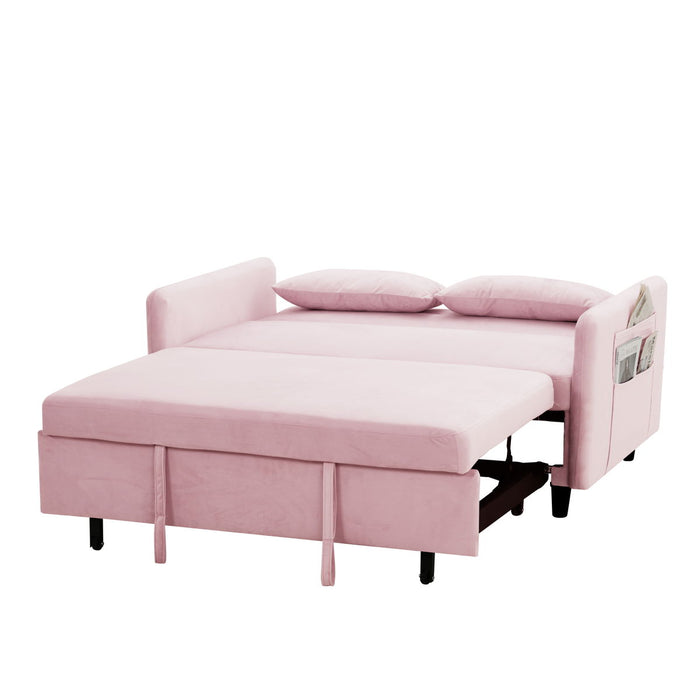 Sofa Pull-Out Bed Includes Two Pillows Pink Velvet Sofa With Small Space