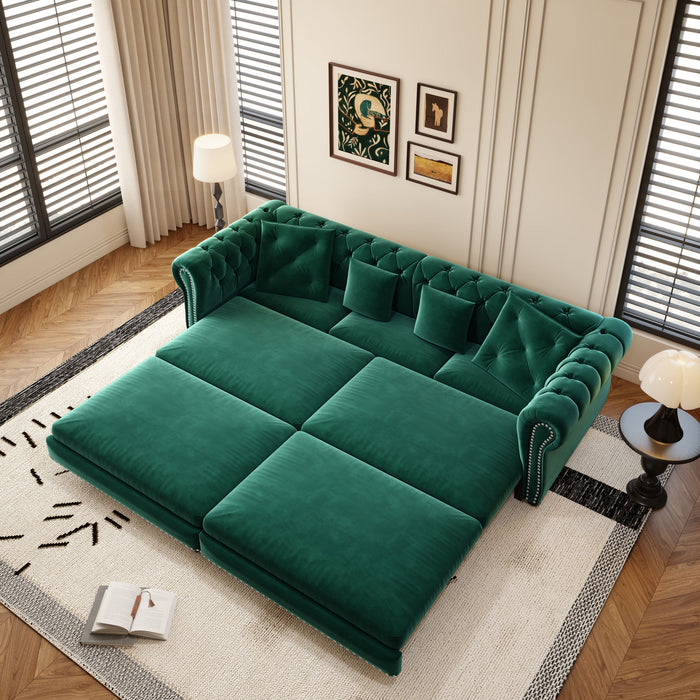 3 In 1 Pull Out Sofa Bed With Movable Ottoman