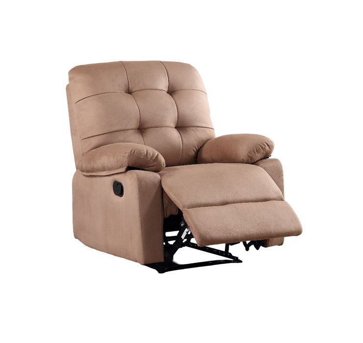 Contemporary Peat Color Plush Microfiber Motion Recliner Chair Couch Manual Motion Plush Armrest Tufted Back Living Room Furniture