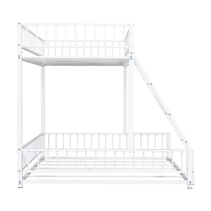 Bunk Bed Frame With Ladder And Safety Guardrails