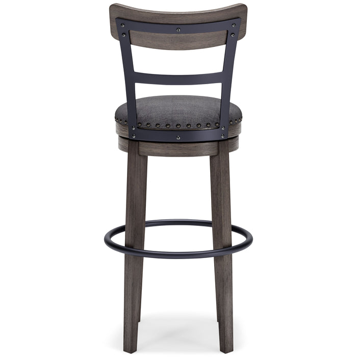Caitbrook - Tall UPH Swivel Barstool - Gray