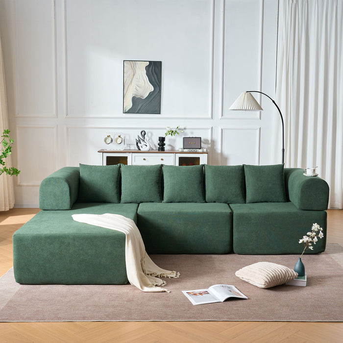 Modular L-Shaped Sectional Sofa With Deep Seat, Movable Chaise & 5 Pillows