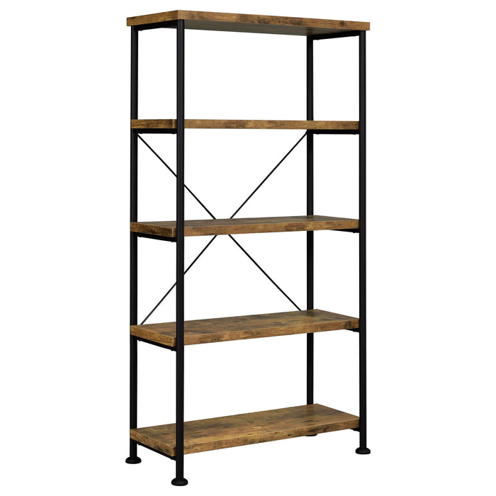 Avon - 2 Piece Computer Desk And Bookcase With 3 Drawers - Rustic Brown