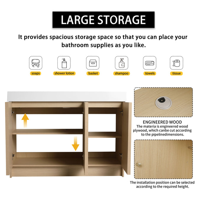 Freestanding Bathroom Vanity With Resin Sink & Soft Close Cabinet Doors