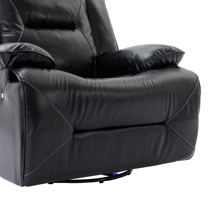 3 Seater Home Theater Recliner Manual Recliner Chair With A LED Light Strip Two Built-In Cup Holders For Living Room