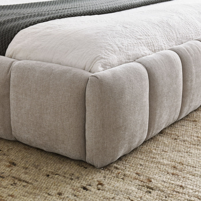 Modern Platform Bed Frame With Thick Chenille Fabric
