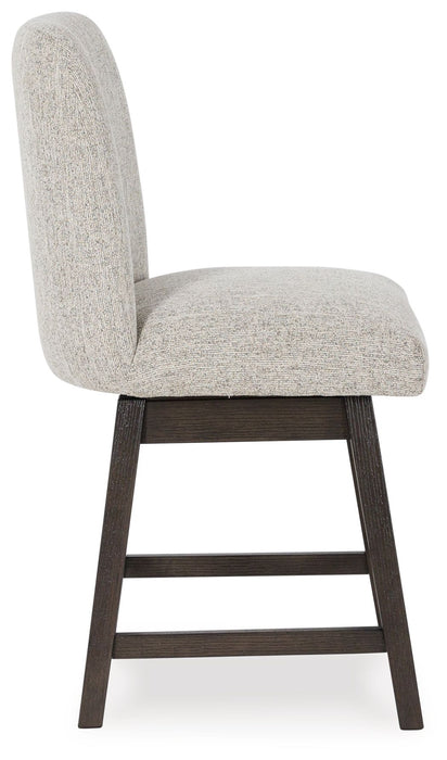 Burkhaus - Upholstered Swivel Barstool (Set of 2) - Beige / Dark Brown