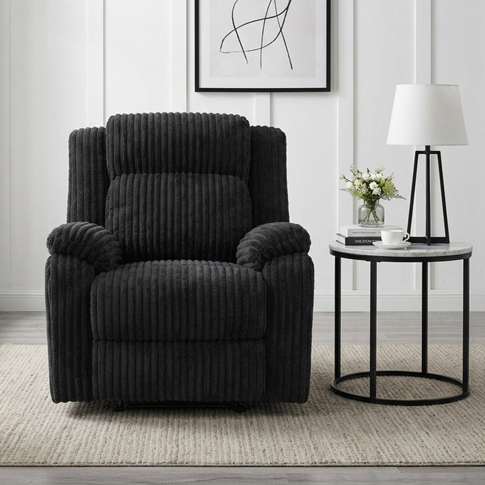 Motion Recliner Chair With Plush Armrests For Living Room, Soft Seat - Black