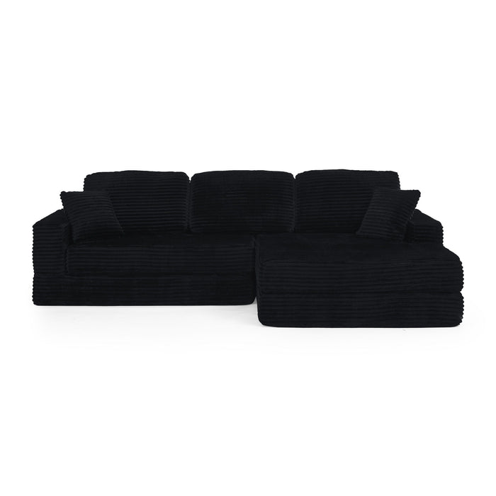 Modern Minimalist L Shape Modular Sectional Sofa, Corduroy Couch