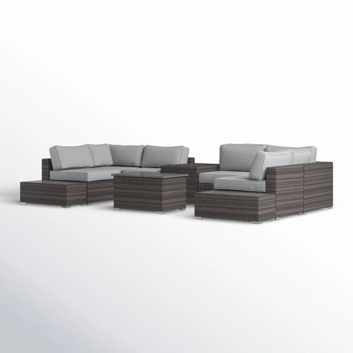 Wicker Sectional Seating Group With Plush Cushions