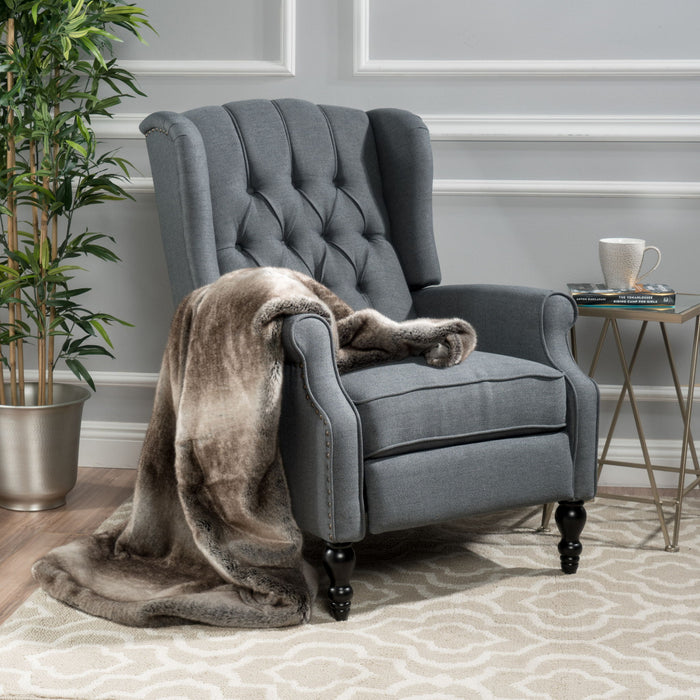 Armchair Recliner With Pushback Mechanism And Wingback Design