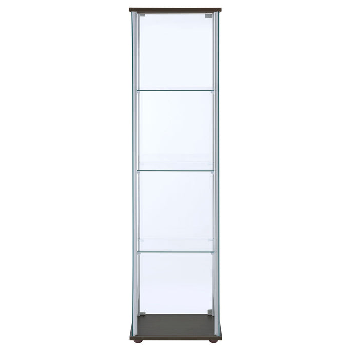 Bellatrix 3-shelf Clear Glass Curio Cabinet Cappuccino