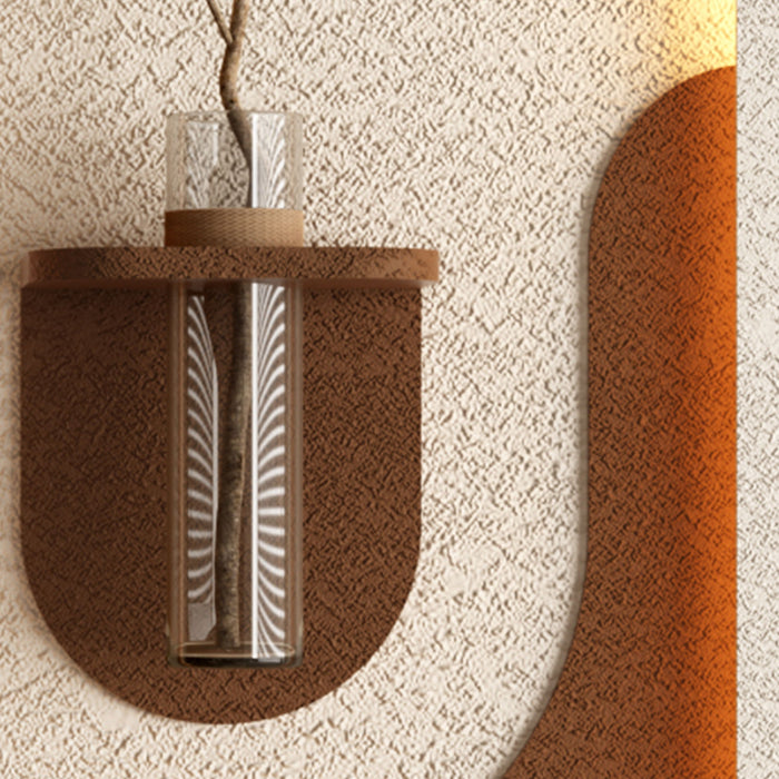 Adjustable 3 Color LED Sandstone Wall Decor With Simulated Plants, Vase & Rabbit Statue - Light Coffee