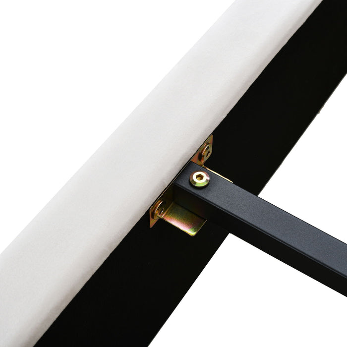 Upholstered Platform Bed, 2 Outlets And USB Charging Ports On Both Sides, 2 Bedside Pillows, Storage Shelves