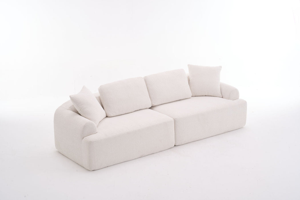 Compression Sofa: 4 Seater Combined Sofa, Crochet Yarn Fabric, Full Sponge Compression Sofa, Combined Sofa With 4 Pillows For Home Living / Home Furniture / Apartment - Beige